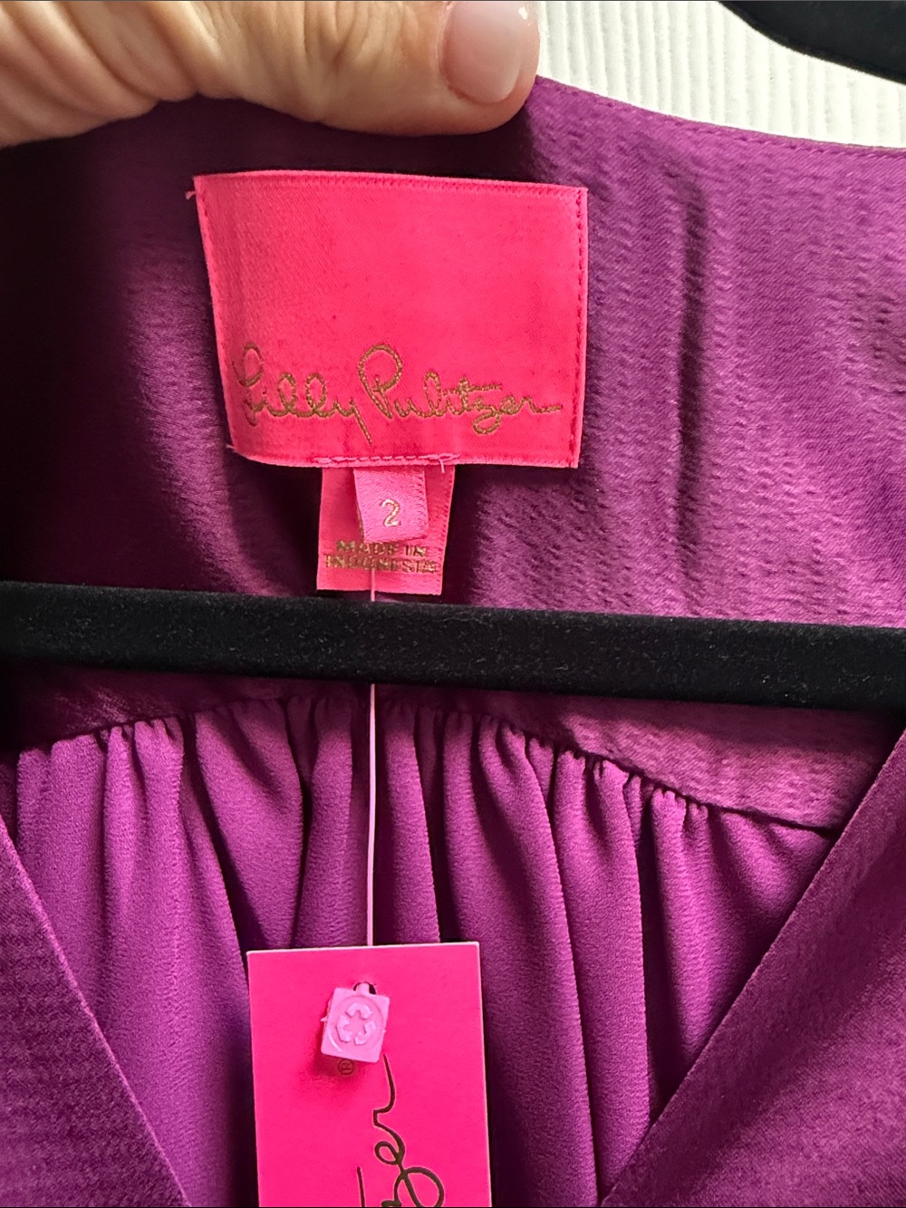 Purple Satin Tiered Dress - Brand: (Lilly Pulitzer) - Picture 2 of 3
